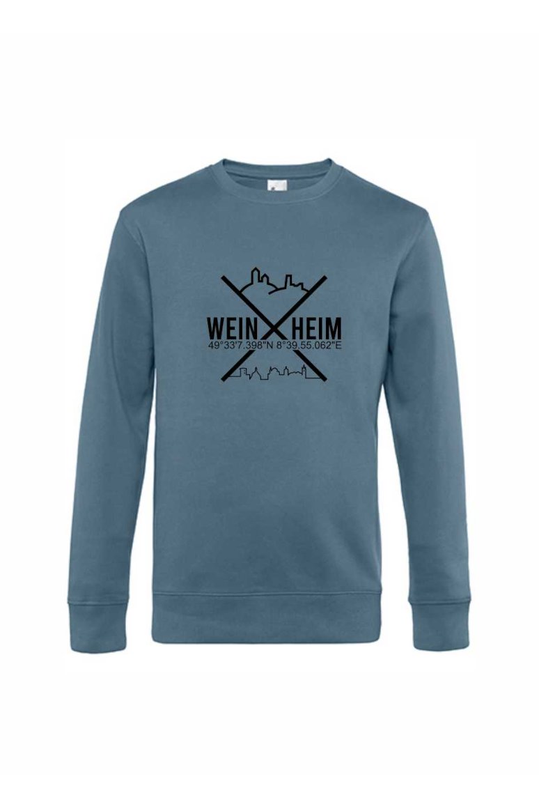 Sweatshirt Weinheim Koordinaten Kreuz (Druckfarbe schwarz)